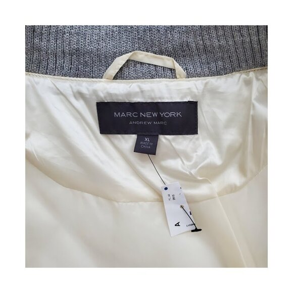 NWT Quilted Bomber Jacket Cream Satin Coat Size XL Marc New York Street Style - Picture 5 of 11